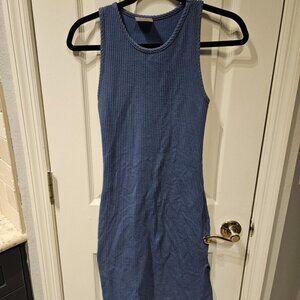 LIVI By Olivia Rae Ribbed Bodycon Blue Dress Split on Side Size XS